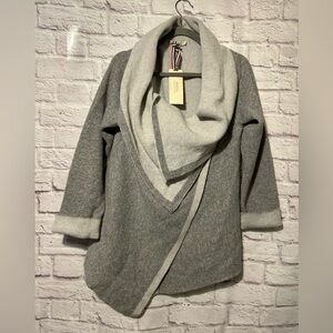 A.IDA Wool Blend Cowl neck Collar Gray Cardigan Sweater Size XL New